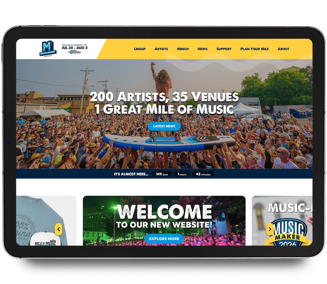 Mile Of Music Website Design by Vector Web Solutions